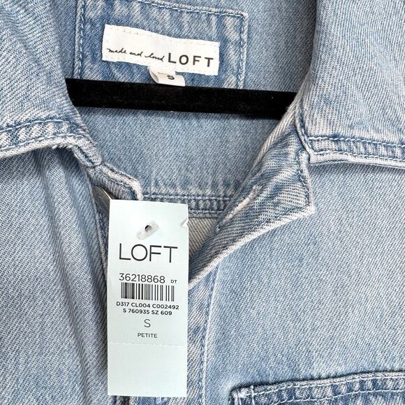 Loft Denim Straight Leg Jumpsuit Vintage Wash Elastic Waist Sz Petite Small - Picture 10 of 14